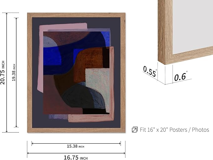 Monem Art Modern Geometric Abstract Print - Contemporary Minimalist Shapes Painting Poster - Wall Decor for Living Room, Bedroom or Office - 16x20 Beige Framed Wall Art by Mareike Bohmer