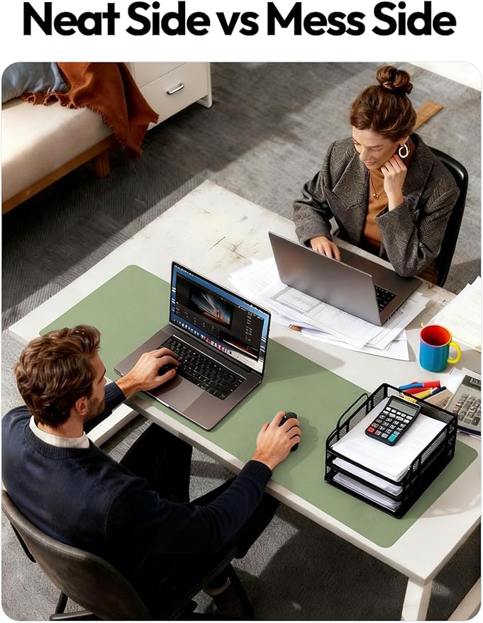 YSAGi Leather Desk Pad Protector, Office Desk Mat, Large Mouse Pad, Non-Slip PU Leather Desk Blotter, Laptop Desk Pad, Waterproof Desk Writing Pad for Office and Home (Bamboo Green,55" x 24")