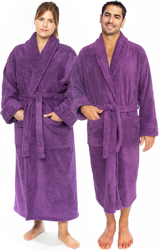 Classic Turkish Towels CTT Premium 100% Turkish Cotton Terry Cloth Bath Robe for Women & Men, Soft & Plush Long Unisex Robe