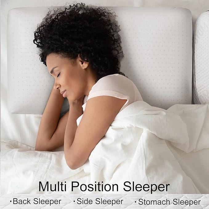 DOHPAOOK 100% Natural Talalay Latex Pillow, Luxury Support Sleeping Bed Pillow for Side, Back, and Stomach Sleepers, Removable Breathable Cotton Cover, Standard (Mid Loft)