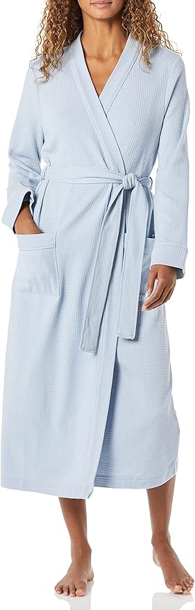 Amazon Essentials Women's Lightweight Waffle Full-Length Bath Robe with Pockets (Available in Plus Size)
