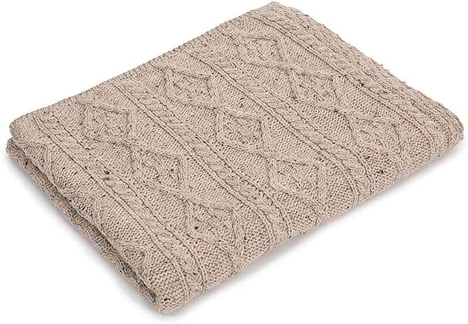 SAOL 100% Merino Wool - Aran Knit Couch Throw Blanket 40" x 60" (102 x 152 cm) (Skiddaw)