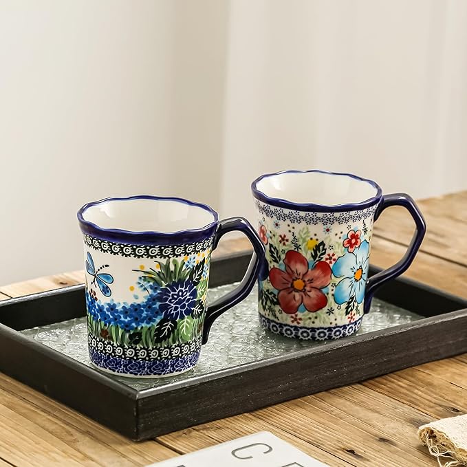 Ceramic Cup 13 oz, Handmade Premium Porcelain Mug for Coffee Americano Latte Cappuccino Milk Tea Cereal Cola Dishwasher Microwave Oven Safe Pottery Elegent Gift for Mother Girl Women