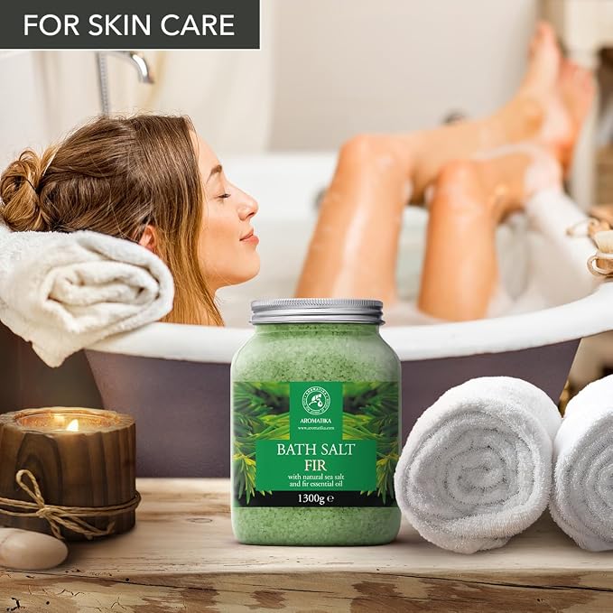Fir Bath Salt with Natural Fir Essential Oil 46 Ounces - Natural Bath Sea Salt - Coniferous Salts - Best for Bath - Relaxing - Body Care - Beauty - Aromatherapy