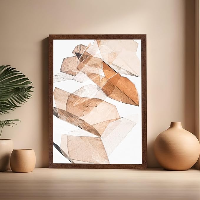 Monem Art Earthy Origami Paper Photography Print - Neutral Abstract Shapes Art Poster - Wall Decor for Living Room, Bedroom or Office - 16x20 Brown Framed Wall Art by Renee Stramel