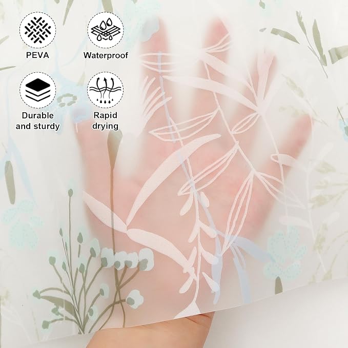 PEVA Shower Curtain, Water Repellent Premium Bathroom Shower Curtain with 3 Magnetic Weights for Shower Stall, Bathtubs