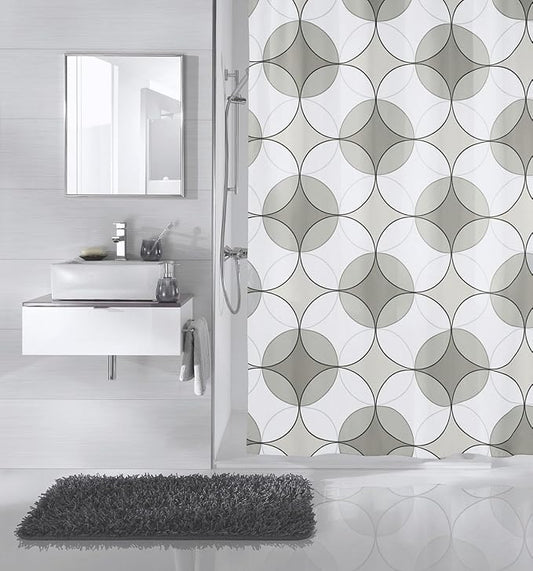 Meusch Retro PVC Free 100% Peva Shower Curtain 70.9x78.7in [180x200cm] -Anthracite Grey