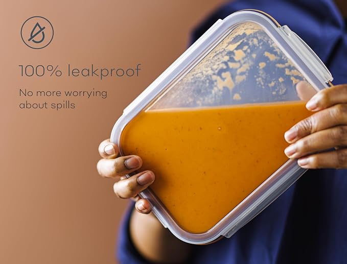 Large Glass Food Storage Containers with Lids | 3 Pack Set 52oz/6.4 cup | Glass Storage Containers with Lids |Non-Toxic & Airtight| Glass Food Containers |Oven, Freezer & Dishwasher Safe