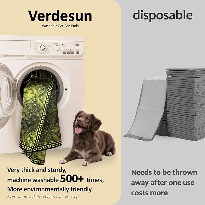 Washable Pee Pads for Dogs, Reusable Puppy Potty Training Pads, Ultra-Absorbent Thick Waterproof Leak-Proof Non-Slip Pads & Mat for Crate, Playpen, Floor, Whelping & Housebreaking , 2 Pack 54"x54"