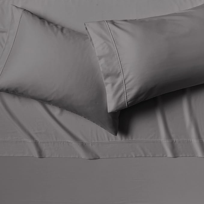 Amazon Aware 100% Organic Cotton 300 Thread Count Sheet Set - Dark Gray, Queen