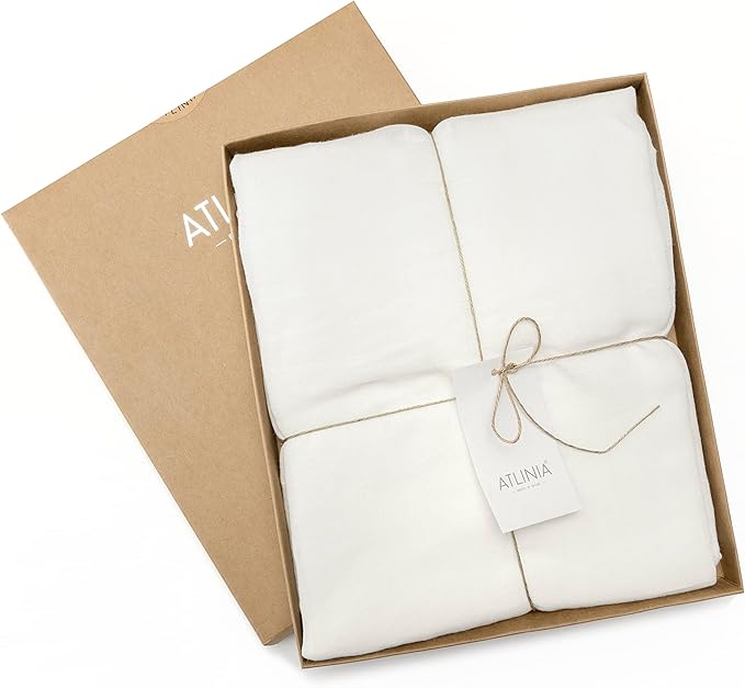 ATLINIA 100% Linen Sheer Curtain White Panel - 1 Panel Window Natural Linen Sheer for Bedroom Living Room Farmhouse Light Curtain Filtering Door Shades Privacy Rustic Boho Door Drape 96 inch