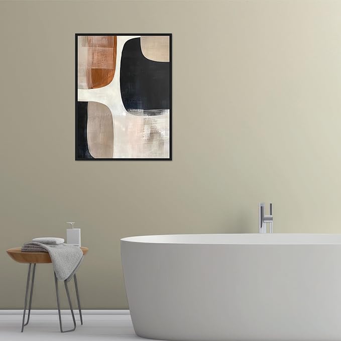 Moonow7 Modern Abstract Geometric Wall Art Poster, Neutral Color Artwork for Living Room, Bedroom, Office, Minimalist Aesthetic Decor, Contemporary Home Accent, Unframed Size 45x60 cm / 18x24″