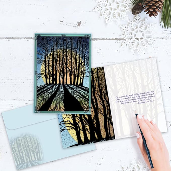 Tree-Free Greetings Solstice Cards and Envelopes, Set of 10, 5 x 7", Winter Solstice (HB93353)
