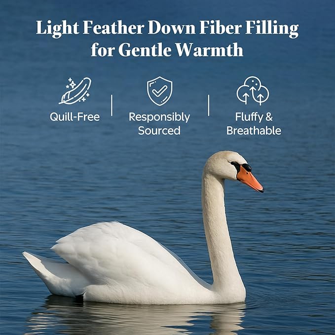 Goose Feather Down Fiber Comforter King Size - 100% Organic Cotton Shell All Season Duvet Insert, Medium Warmth Hotel Luxury Bedding Comforter(106x90 Inch, White)