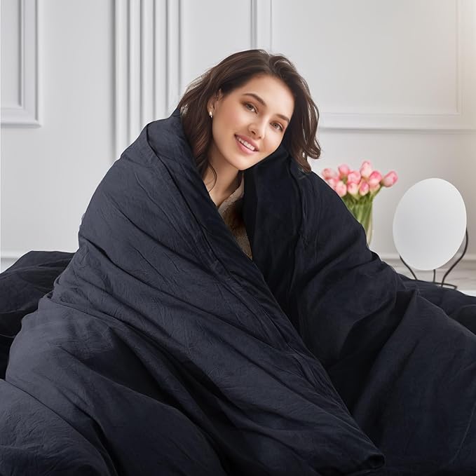 NEXHOME PRO Oversized King Duvet Cover Set – 100% Certified Organic Cotton with Washed Feel & Linen-Like Texture, Comfortable & Breathable, Home Bedding Set Dark Grey (No Comforter)