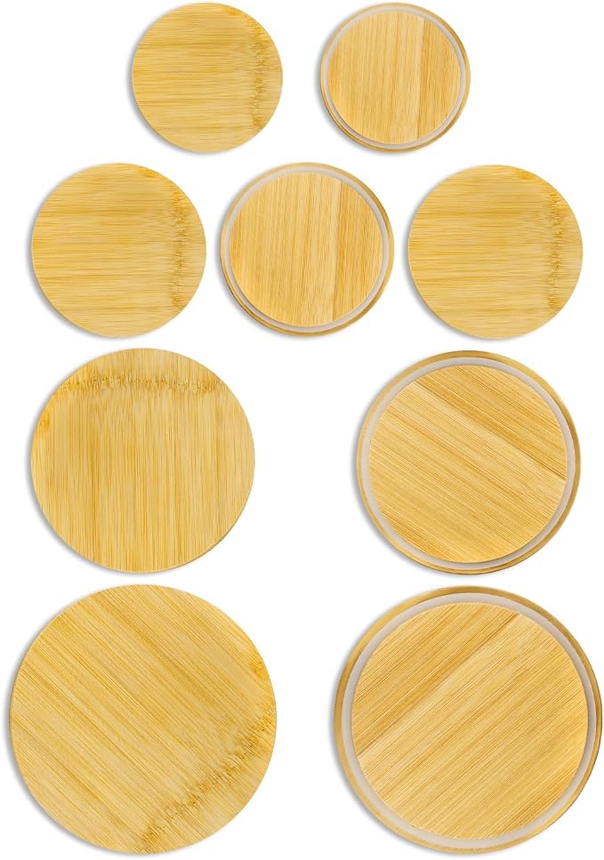 Replacement Wooden Lids for Pyrex, Anchor Hocking Glass Containers, Bamboo Lids for Pyrex Glass Bowls, Bowl Covers with Leakproof Silicone Gasket 1CUP*2+2CUP*3+4CUP*2+7CUP*2