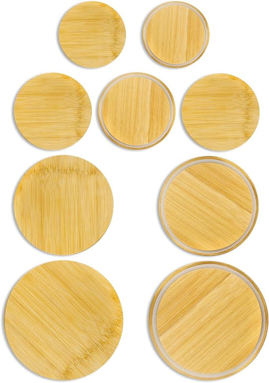 Replacement Wooden Lids for Pyrex, Anchor Hocking Glass Containers, Bamboo Lids for Pyrex Glass Bowls, Bowl Covers with Leakproof Silicone Gasket 1CUP*2+2CUP*3+4CUP*2+7CUP*2