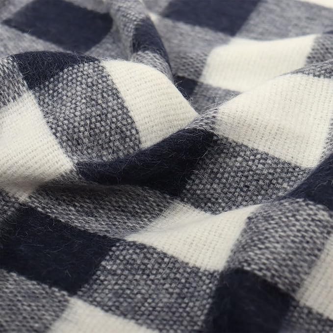 Superfine Alpaca Wool Throw Blanket - Lightweight Alpaca Merino Wool Throw Blankets | Soft Peruvian Alpaca Blanket Wool Blanket Scottish Design 70" x 60" (Black/White)