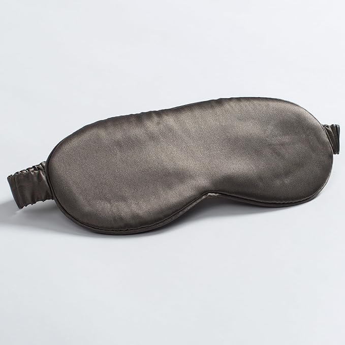 100% 22 Momme 6A Grade Double-Sided Pure Mulberry Silk Eye Mask Soft Breathable Sleep Blindfold with Elastic Headband for Men and Women Pack of 1 (Charcoal)