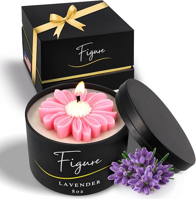 Pink Daisy Scented Candle – Lavender Aromatherapy | Hand-Poured in USA | All Natural for Women & Men | Organic Soy & Beeswax Blend | 100% Beeswax Wick | Gift-Ready Candle for Relaxation