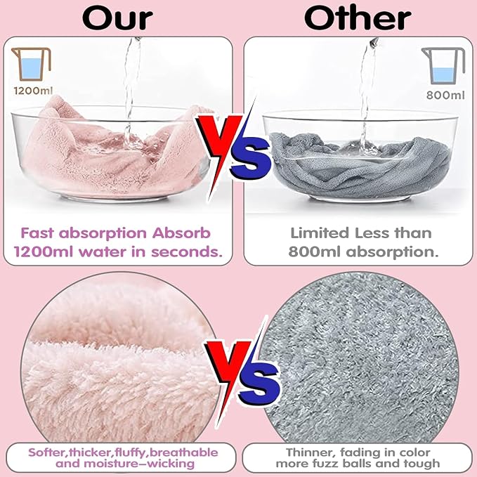 3 Pack Microfiber Hair Towel Wrap, Multi Color Red Yellow Pink Quick Dry Hair Turban for Women,Super Absorbent Soft Hair Drying Cap for Long Thick Curly Hair, Shower Bath Travel Hair Wrap
