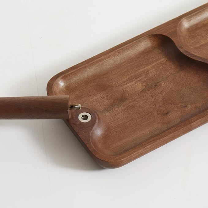 Black Walnut Solid Wood Key Dish Bowl for Entryway Table Square Tray With 3 Hooks, Open Storage for Keys, Wallet, Jewelry (Walnut, Rectangle)