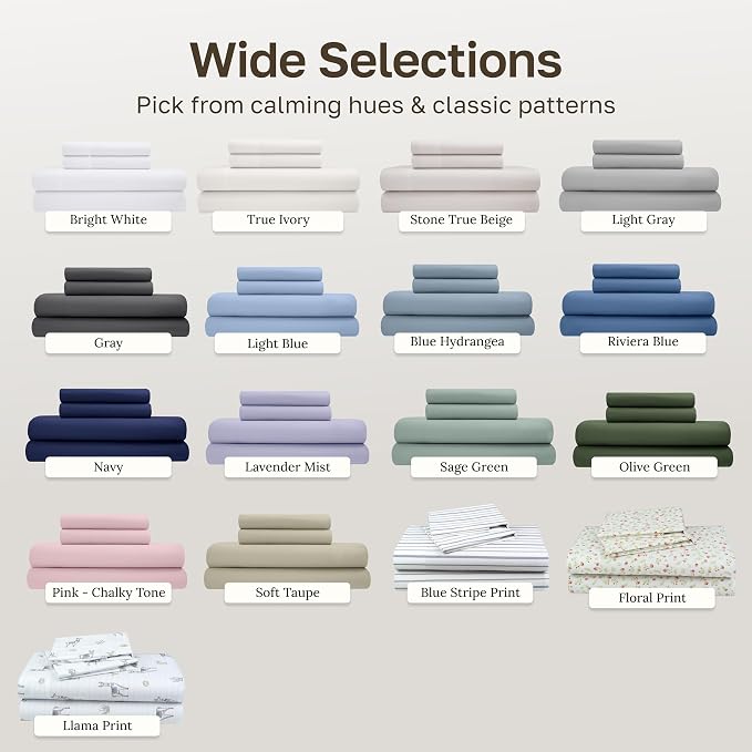 California Design Den Twin XL Sheets Cotton Set - Soft 100% Organic Cotton Sheets, Deep Pockets, Crisp Percale, Breathable and Durable Bedding Set for Dorms, Hospitals - Olive Green