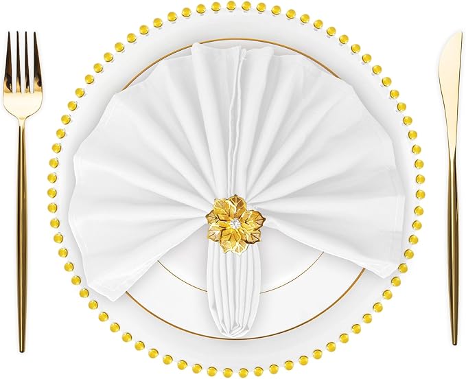 SuperO Set of 80 Cloth Napkins 17 x 17 Inch, Polyester Solid Washable Dinner Napkins with Hemmed Edges,Great for Restaurant, Wedding and Party(White)
