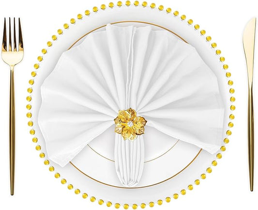 SuperO Set of 120 Cloth Napkins 17 x 17 Inch, Polyester Solid Washable Dinner Napkins with Hemmed Edges,Great for Restaurant, Wedding and Party(White)
