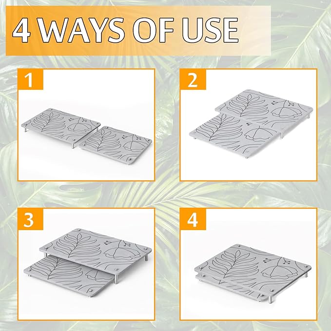 2PCS Nesting Stone Drying Mat for Kitchen Counter, Diatomaceous Earth Dish Drying Mat with Non-Slip Feet, Quick Dry Stone Mats Kitchen, Heat Resistant Stones Dish Dry Mats for Bottle Cup
