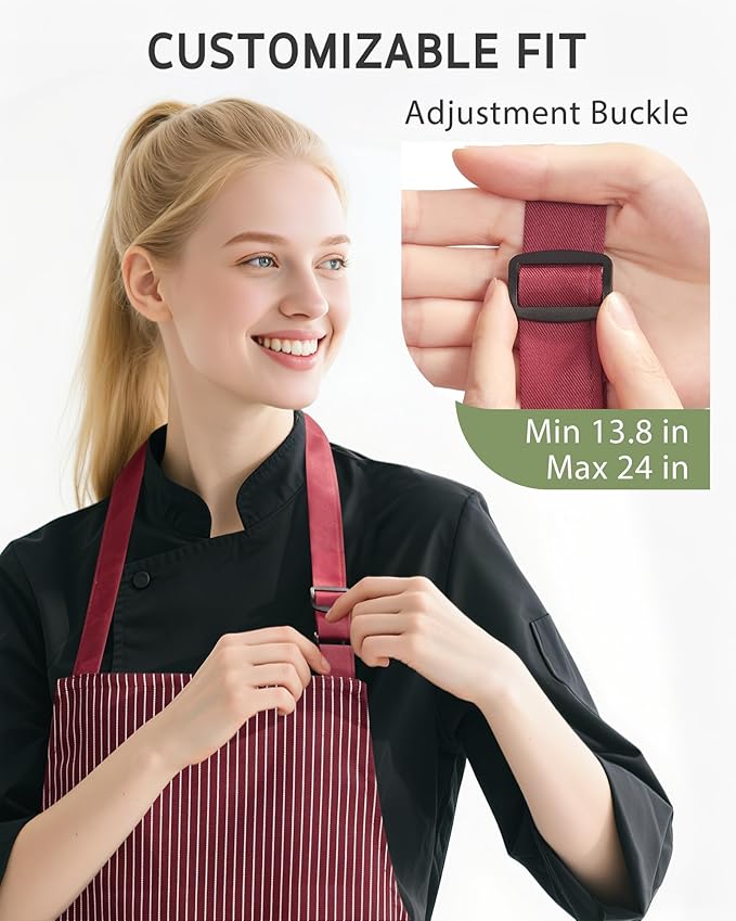 Syntus Apron for Men Women, Adjustable Cooking Kitchen Chef Aprons with 2 Pockets