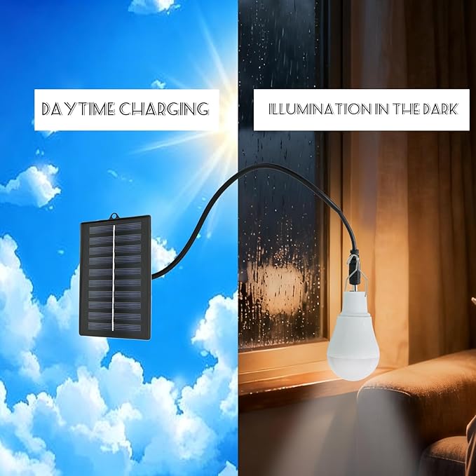 5 Pcs Solar Light Bulbs LED Waterproof Bulb Portable Emergency Solar Powered Light, for Indoor Outdoor Camping Night Fishing