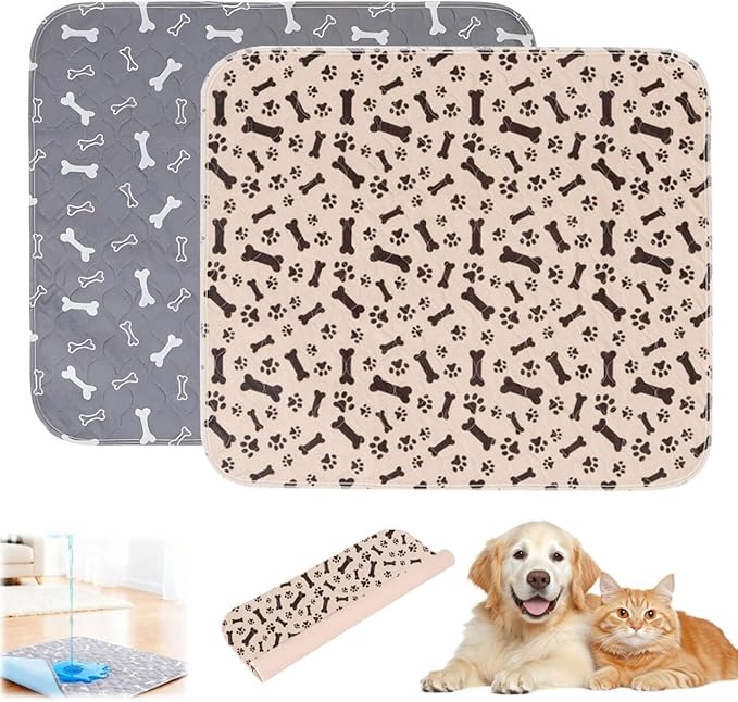 Puppy Pads with Pheromones,Washable Puppy Pee Pads for Dogs,Reusable Puppy Pads Washable for Dogs & Cats, Washable,Durable Leak-Proof & Anti-Slip Pet Training Pads for Home & Trave(Gray+Brown-2,L)
