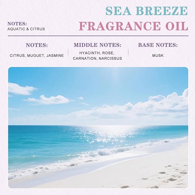 EUQEE Sea Breeze Fragrance Oil 100ml, Essential Oil for Diffuser, Candle Making, Soap Making, Laundry, Home Aromatherapy DIY Craft Supplies(3.38Fl Oz)