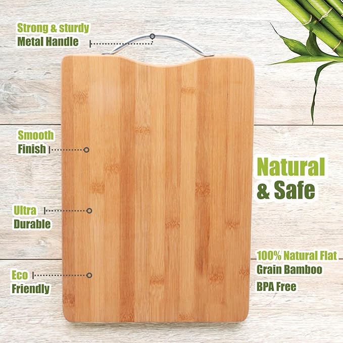Cutting Boards for Kitchen - Bamboo Cutting Board Cutting Boards Juice Grooves Thick Chopping Board for Fruits Veggies Salad Cheese Meat Easy Grip Handle - Kitchen Gadgets Gift (Large)