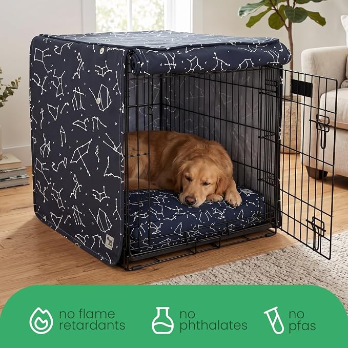 Molly Mutt Rocketman Dog Crate Cover, 100% Cotton Canvas Cover with 2 Roll-Up Panels, Ideal for Dog or Cat Crate, Durable, Washable, and Free of Harmful Chemicals, 36" x 24" x 27"