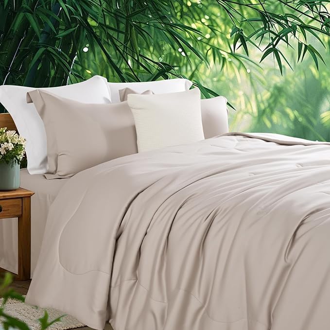 NEXHOME PRO 100% Viscose from Bamboo Comforter Queen Size - Ultra-Soft, Breathable, Lightweight All-Season & Summer Duvet Insert, Natural Temperature Regulating for Cooling Sleep