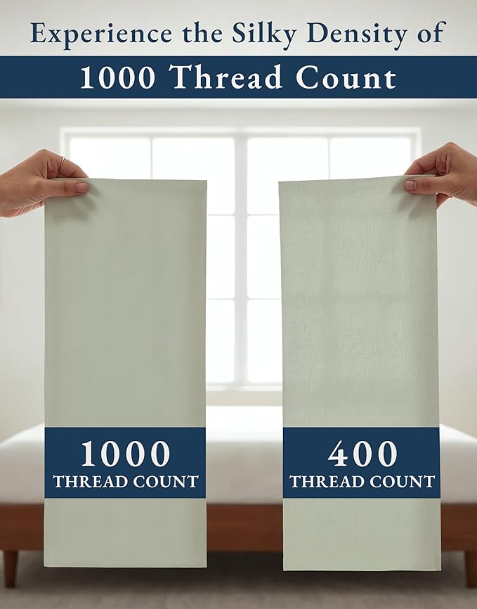 LANE LINEN 100% Egyptian Mercerized Cotton Full Size Bed Sheets Set - 1000 Thread Count, Eco Friendly Sustainably Produced No Pill Fade Resistant 15 Iinch Deep Pocket Full Sheets Set - Mineral