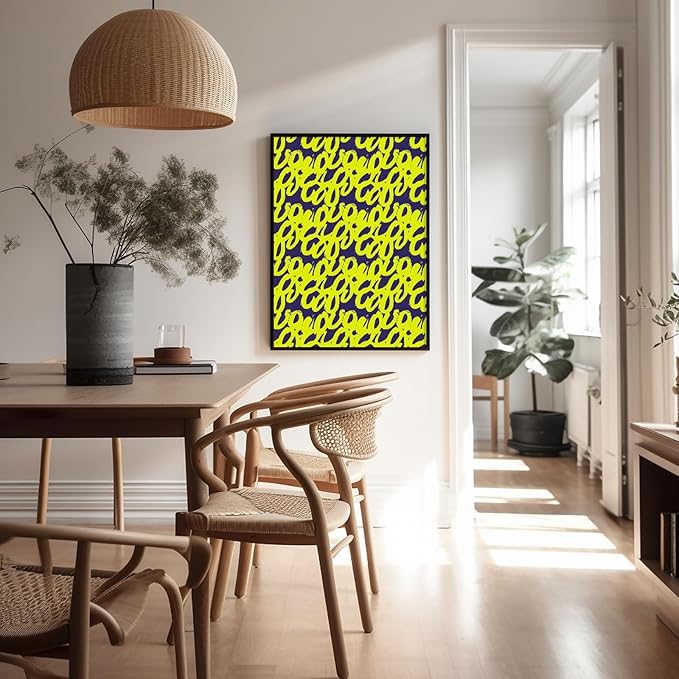Monem Art Neon Script Pattern Print - Modern Graffiti Typography Poster - Wall Decor for Living Room, Bedroom or Office - 24x32 Unframed Wall Art by Rs Lab Studio