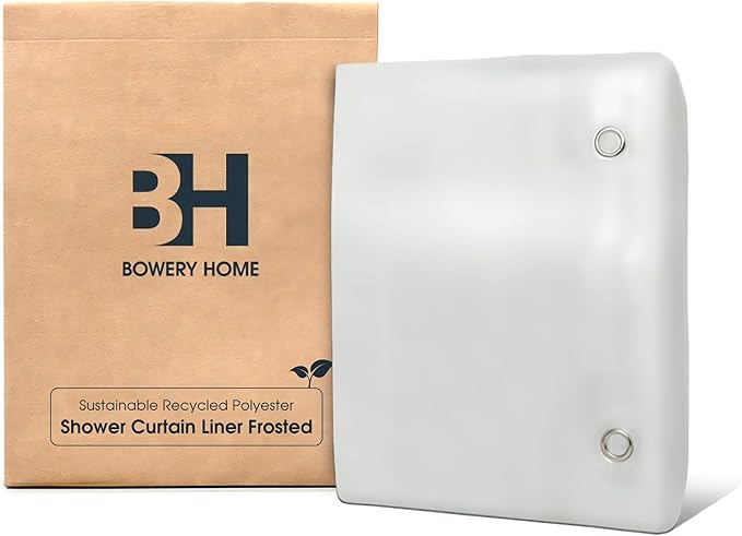 Bowery Home, NOT Made in China, Eco-Friendly Recycled PEVA Shower Curtain Liner – Waterproof, Sustainable, Non-Toxic, Odorless with Rust-Proof Grommets - 72x72in, 4G – Frosted