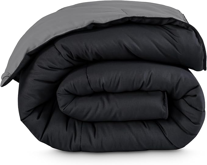 Bare Home California King Comforter - Reversible Colors - Goose Down Alternative - Ultra-Soft - Premium 1800 Series - All Season Warmth - Bedding Comforter (California King, Black/Grey)