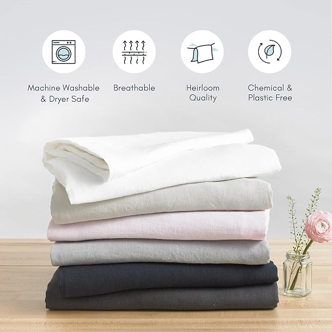 Baloo 100% French Linen Duvet Cover for Weighted Blanket (Oatmeal - 60"x80" - Full/Queen Size) | Cooling, Soft & Durable | Certified European Flax® | for Baloo 15 & 20lbs Weighted Blanket