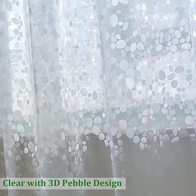 Shower Curtain Liner 75inches Long, EVA Waterproof Weighted Heavy Duty Bathroom Shower Liner with 3 Strong Magnets and 12 Rust Proof Grommets, Cobblestone, 72 X 75 inches