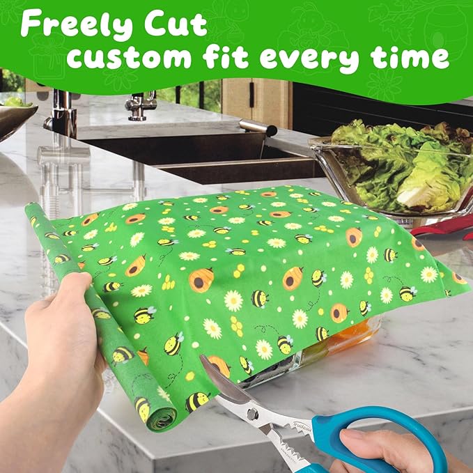 Beeswax Food Wraps 2 Roll 13 x 39 Inch Reusable Beeswax Wraps Eco-Friendly Sustainable Food Storage Wraps for Sandwich, Cheese, Fruit, Bread, Snacks