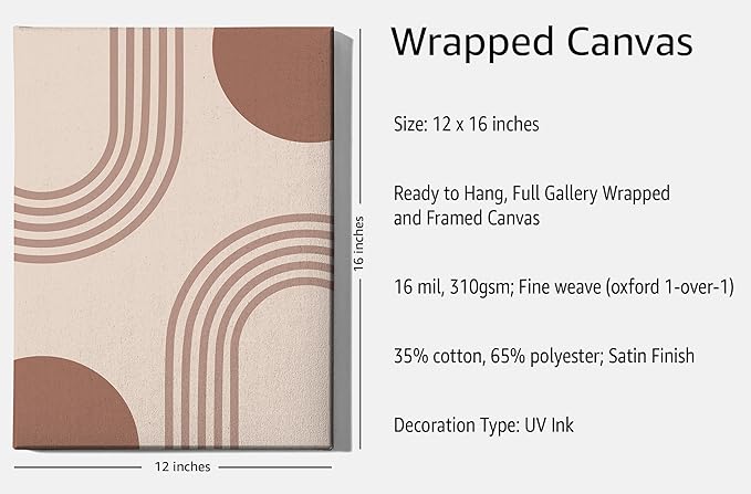 Zen Stacked Stones Wrapped Canvas Wall Art Minimalist Organic Circles Earth Tones Terracotta 12x16 Inch Gallery Stretched Spiritual Home Art Decor