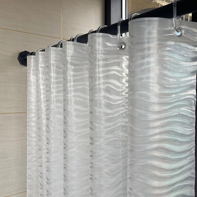 Plastic Shower Liner - Premium EVA 6G Shower Curtain Liner with Rustproof Grommets and 3 Weighted Magnets, Waterproof Shower Curtains for Bathroom (3D Water Ripple, 72" x 72")