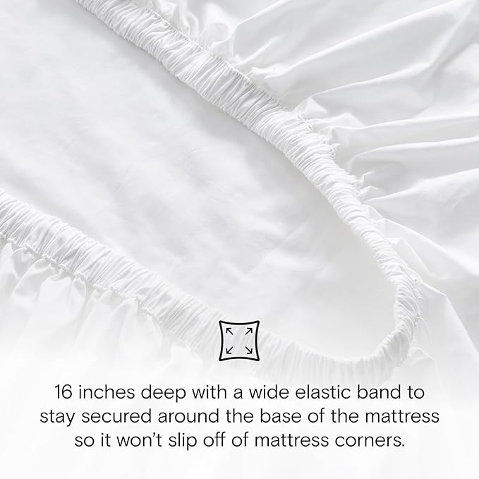 DOZ 100% GOTS Certified Organic Cotton Sheet Set, Crisp Percale Weave, Long Staple, Breathable, Matte Finish, Hotel Style, Durable, 3pc – 2 Pillowcases 1 Fitted (Snow, Queen)