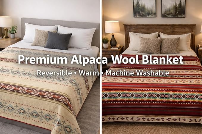 Alpaca Wool Blanket Queen 94x78 in | Ultra Soft, Non-Itchy & Breathable | Premium Alpaca Blanket | Warm, Hypoallergenic Natural Fiber | Handmade Luxury Throw for Bed or Sofa (Fire Red)