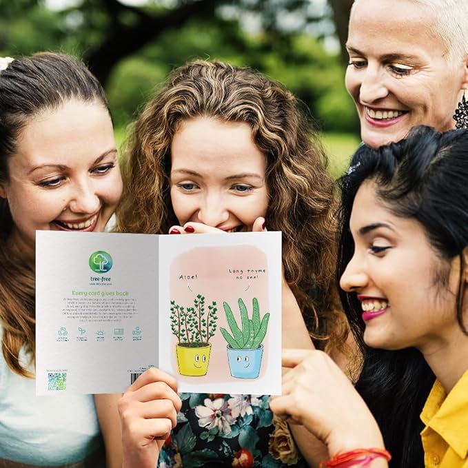 Tree-Free Greetings Thinking Of You Greeting Card,Eco Friendly,Made in USA,100% Recycled Paper,5"x7", Aloe Thyme (GT61279)