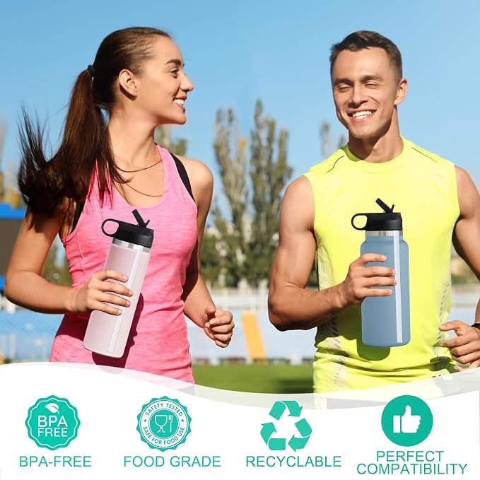 LUCKINEE Replacement Straws for Hydro Flask Wide Mouth 16-64 oz, 6 Pack Plastic Reusable Straws with 2 Straw Cleaner Brushes for Hydro Flask Accessories